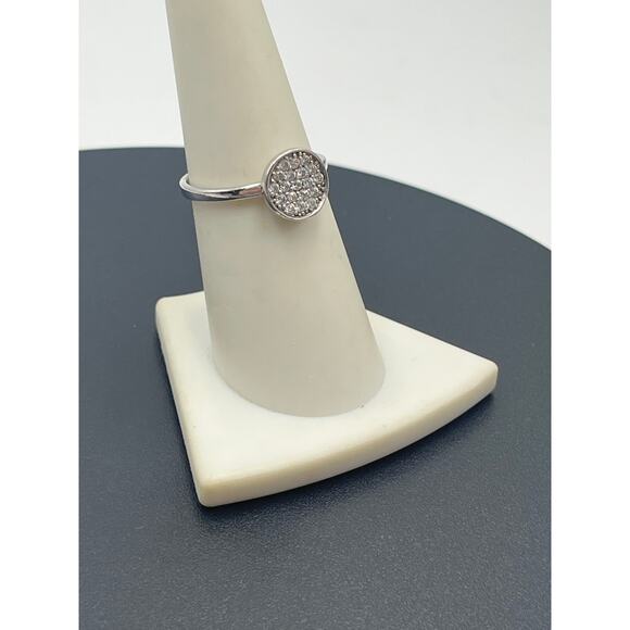 AGATHA Designer Signed Sterling Silver Pave Crystal Disc Ring Sz 7.25 - Picture 3 of 8